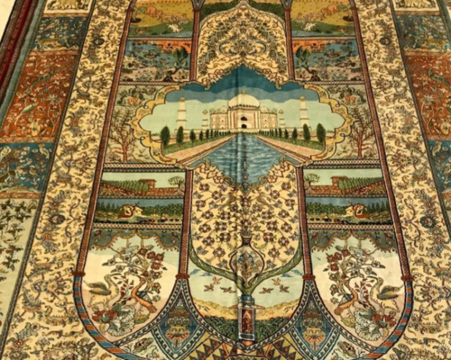 silk on silk carpet hand knotted